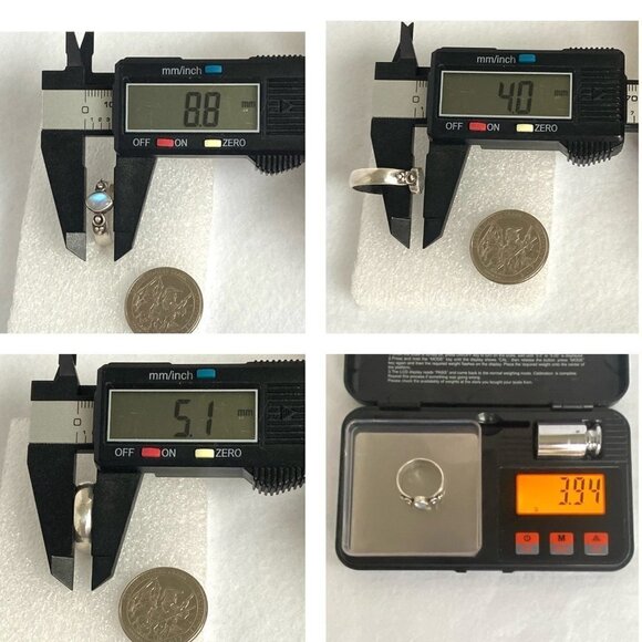 Sterling Silver 925 Dainty Minimalist 8MM Oval Moonstone Band Ring Sz 8.25 - Picture 10 of 16